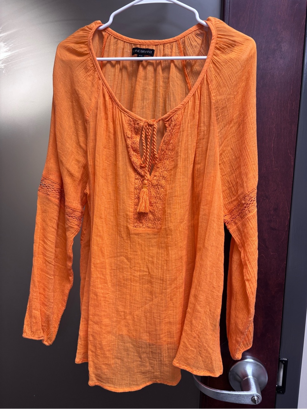 Lane Bryant Orange Peasant Blouse - Long Sleeve